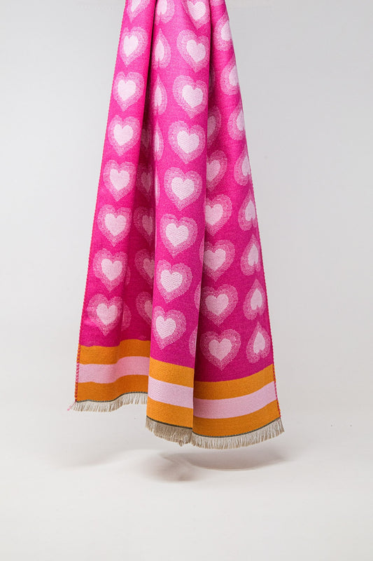 soft pink scarf with heart print - Scarves
