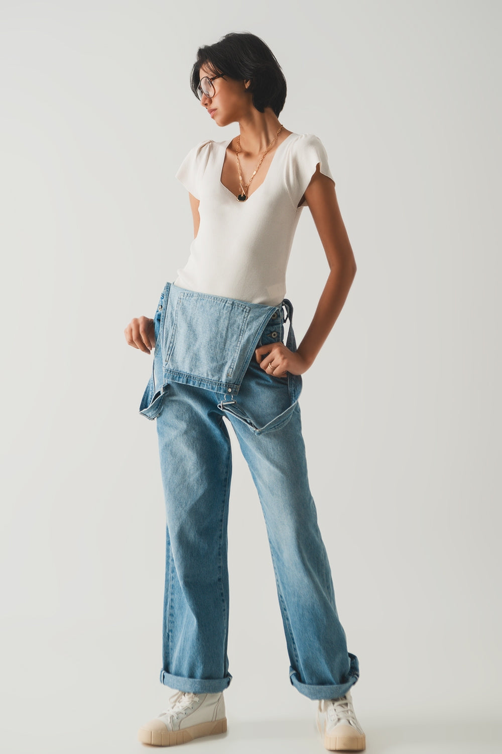 square neck puff sleeve sweater in cream - T-shirts