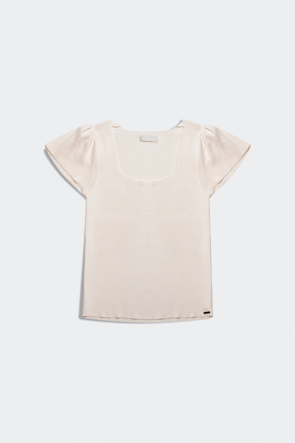 square neck puff sleeve sweater in cream - T-shirts