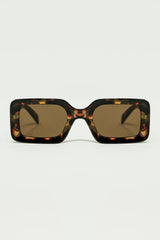 square sunglasses with brown abstract print