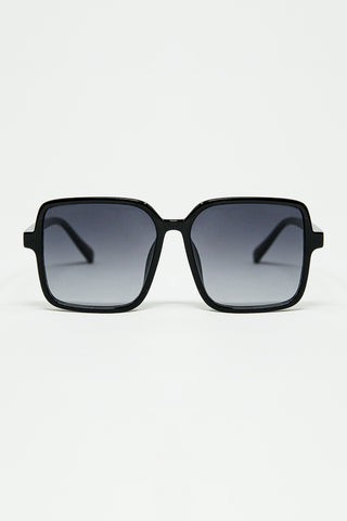 Lunettes de soleil carrées avec monture brillante en noir