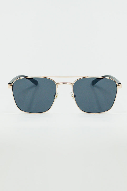 Squared Metal Sunglasses in Black Smoke Lens - Sunglasses