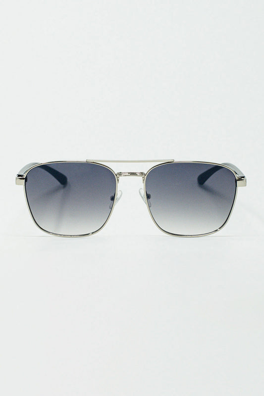 Squared Metal Sunglasses in Gray Smoke Lens - Sunglasses