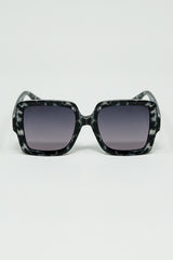 Squared Sunglasses In Black and White Grey Spot Details
