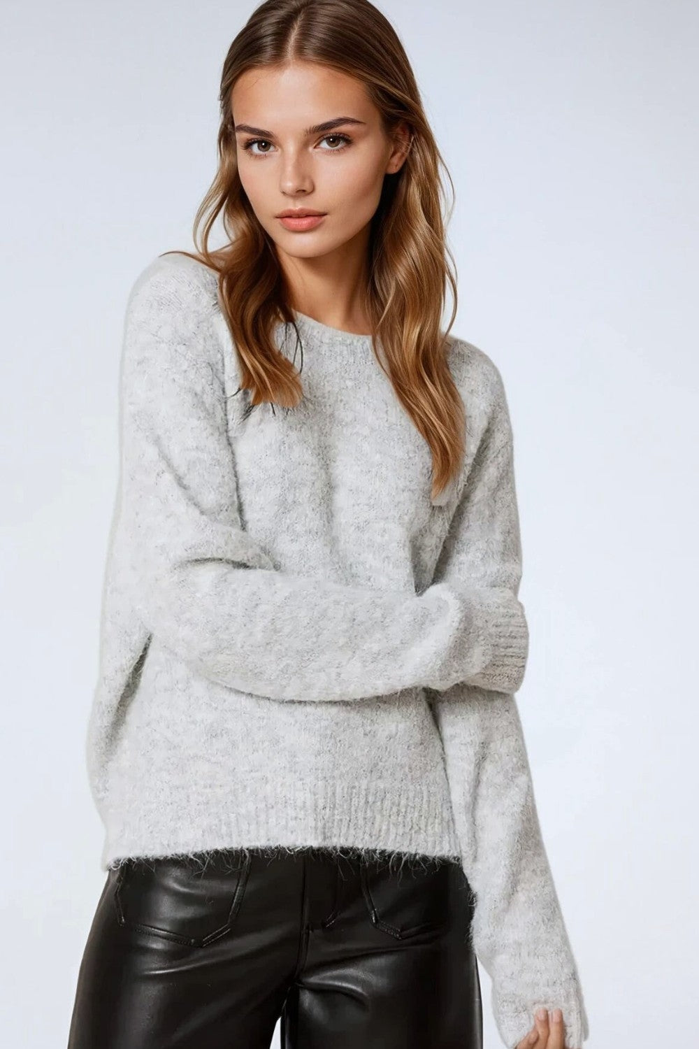 standard fit soft knit sweater in grey - Jumpers