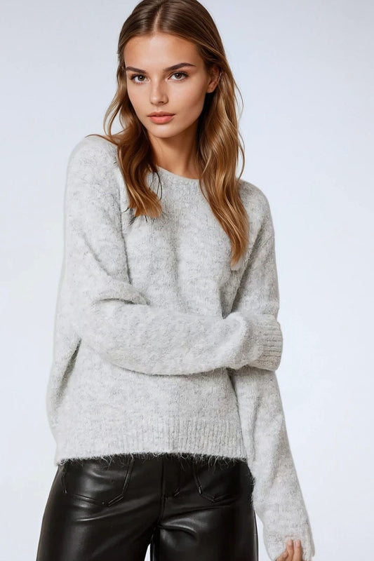 standard fit soft knit sweater in grey - Jumpers