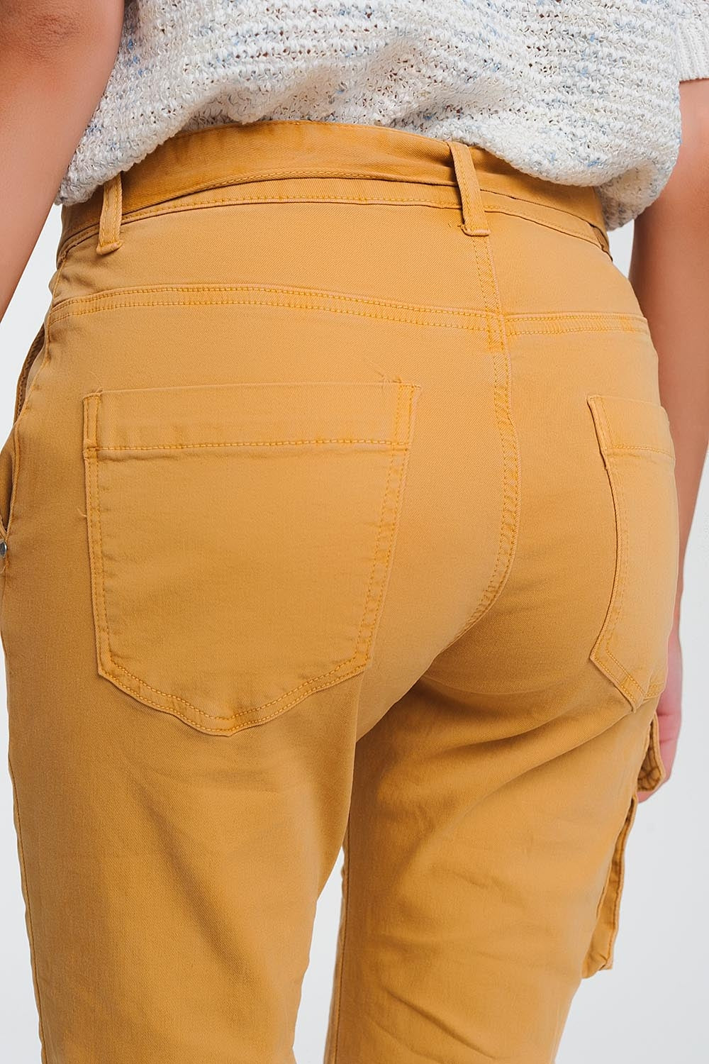 straight cut pants in mustard - Trousers