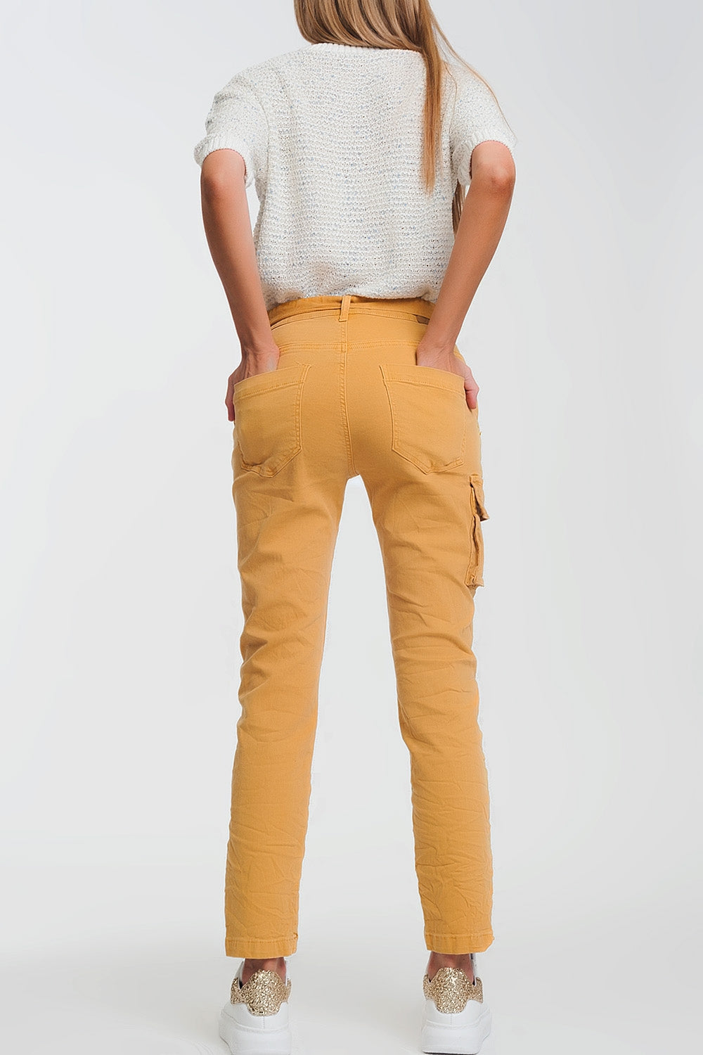 straight cut pants in mustard - Trousers