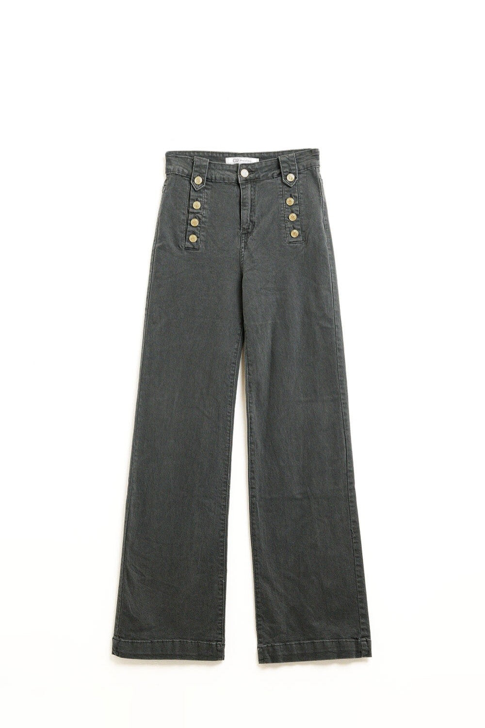 Straight Jeans With Gold Buttons At the Side in dark grey - Jeans