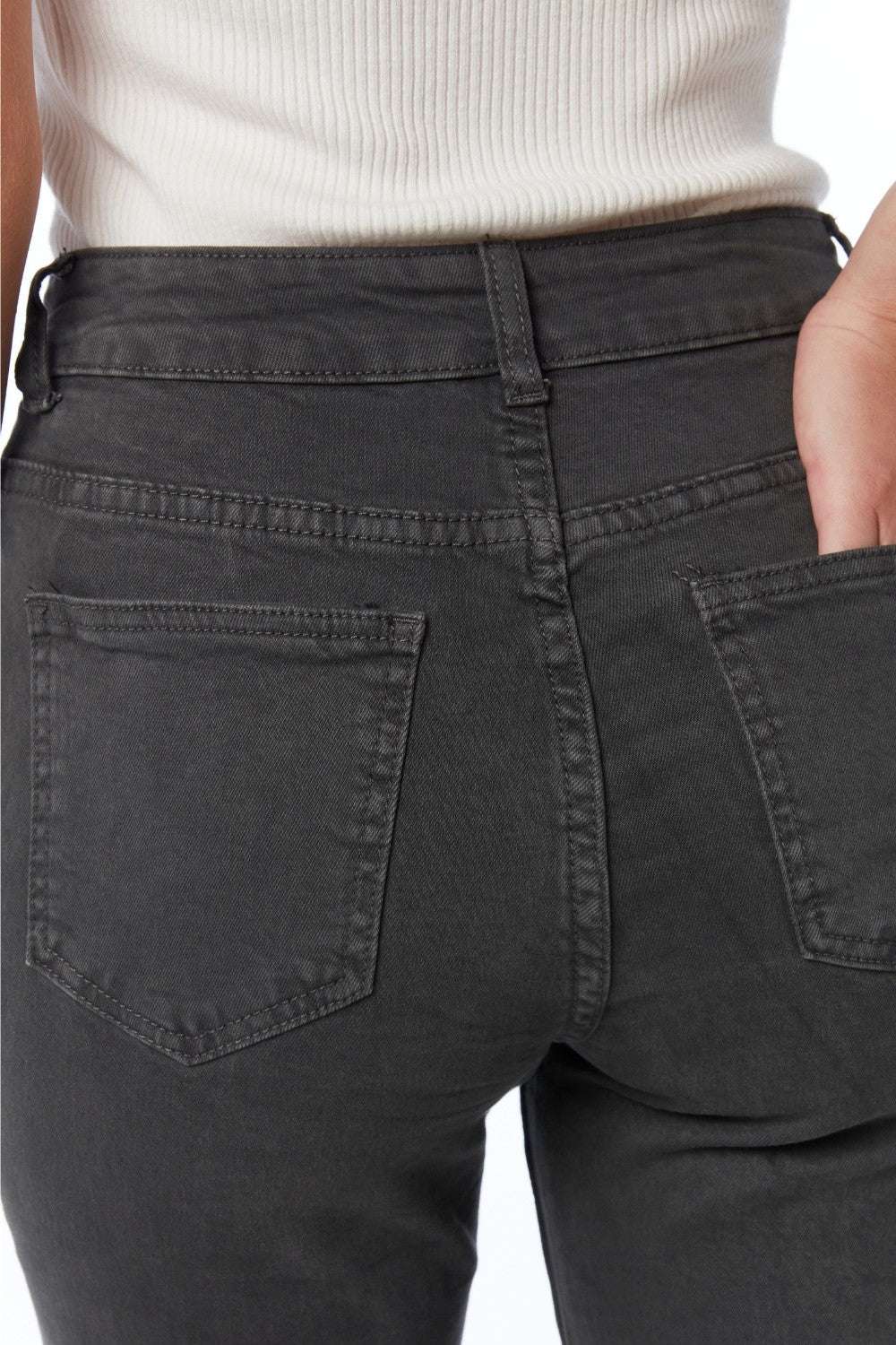 Straight Jeans With Gold Buttons At the Side in dark grey - Jeans