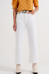 Straight leg ankle grazer jeans in white