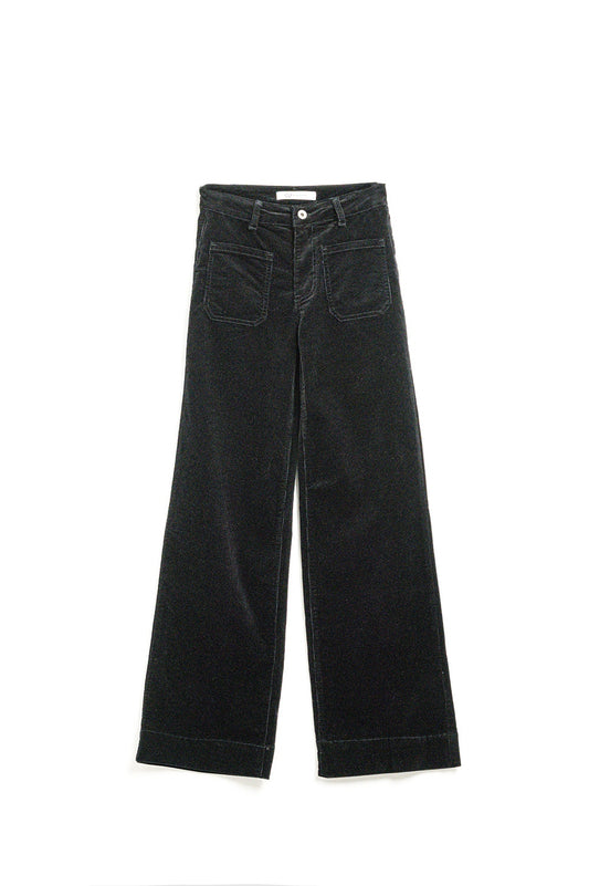Straight Leg Corduroy Jeans in black with pockets - Trousers
