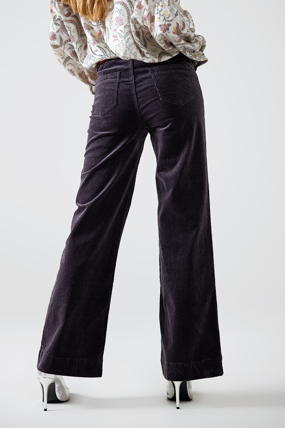 Straight Leg Corduroy Jeans in dark grey with pockets - Jeans
