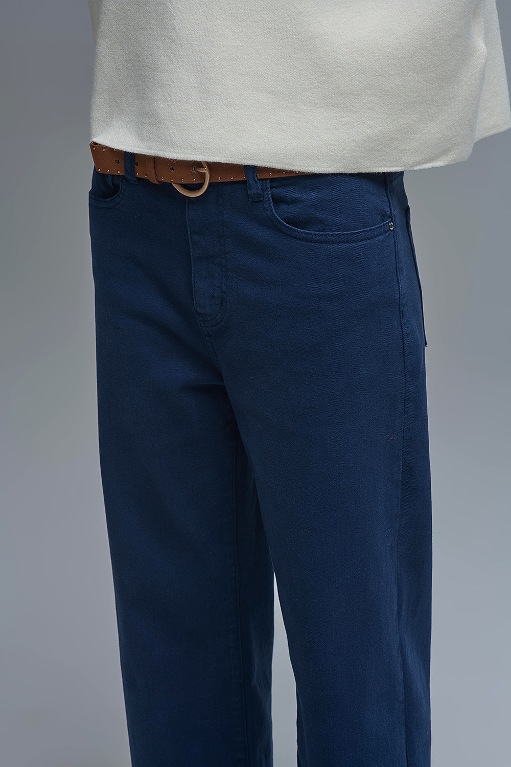 Straight leg Pants with cropped hem in navy - Jeans