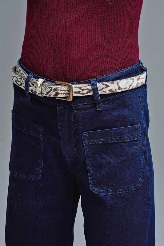 Straight Marine Jeans With Pocket Detail in Deep Blue - Jeans