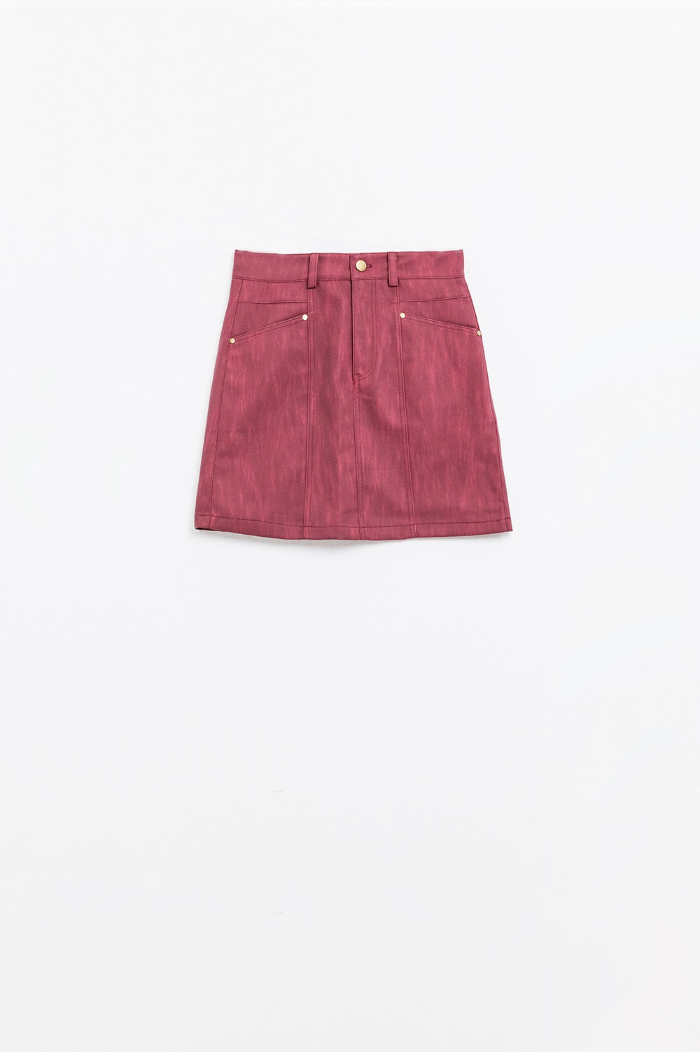 Straight mini skirt in burgundy with pockets - Skirts