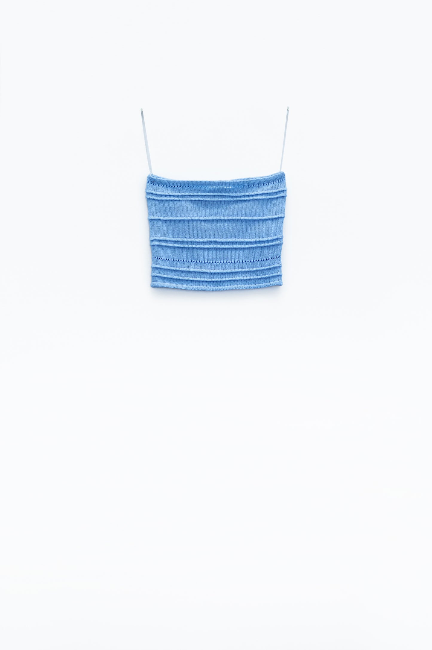 Strapless Knitted bodycon Top In light blue - Jumpers