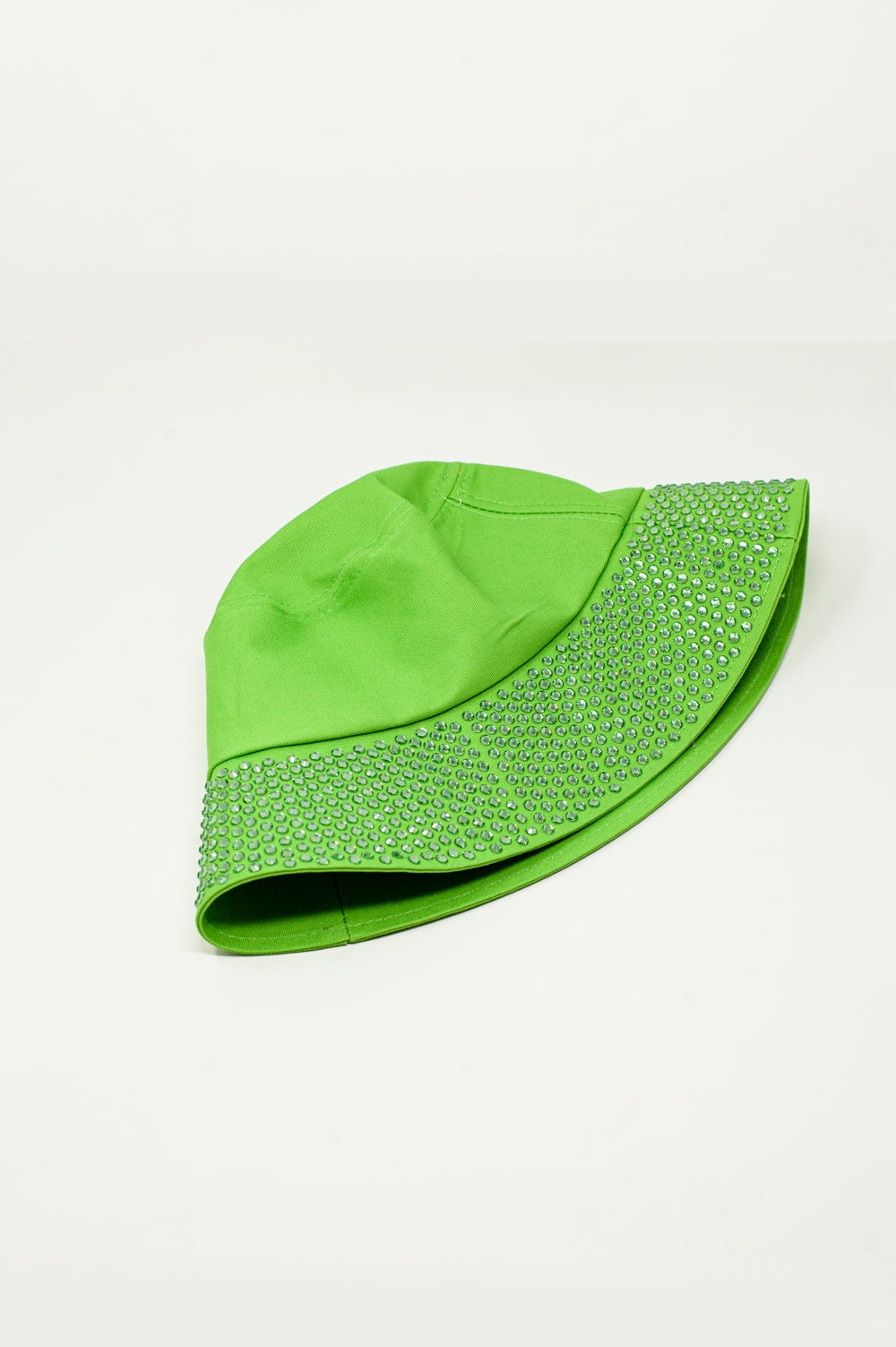 Strass Detail Bucket Hat in Green - Hats