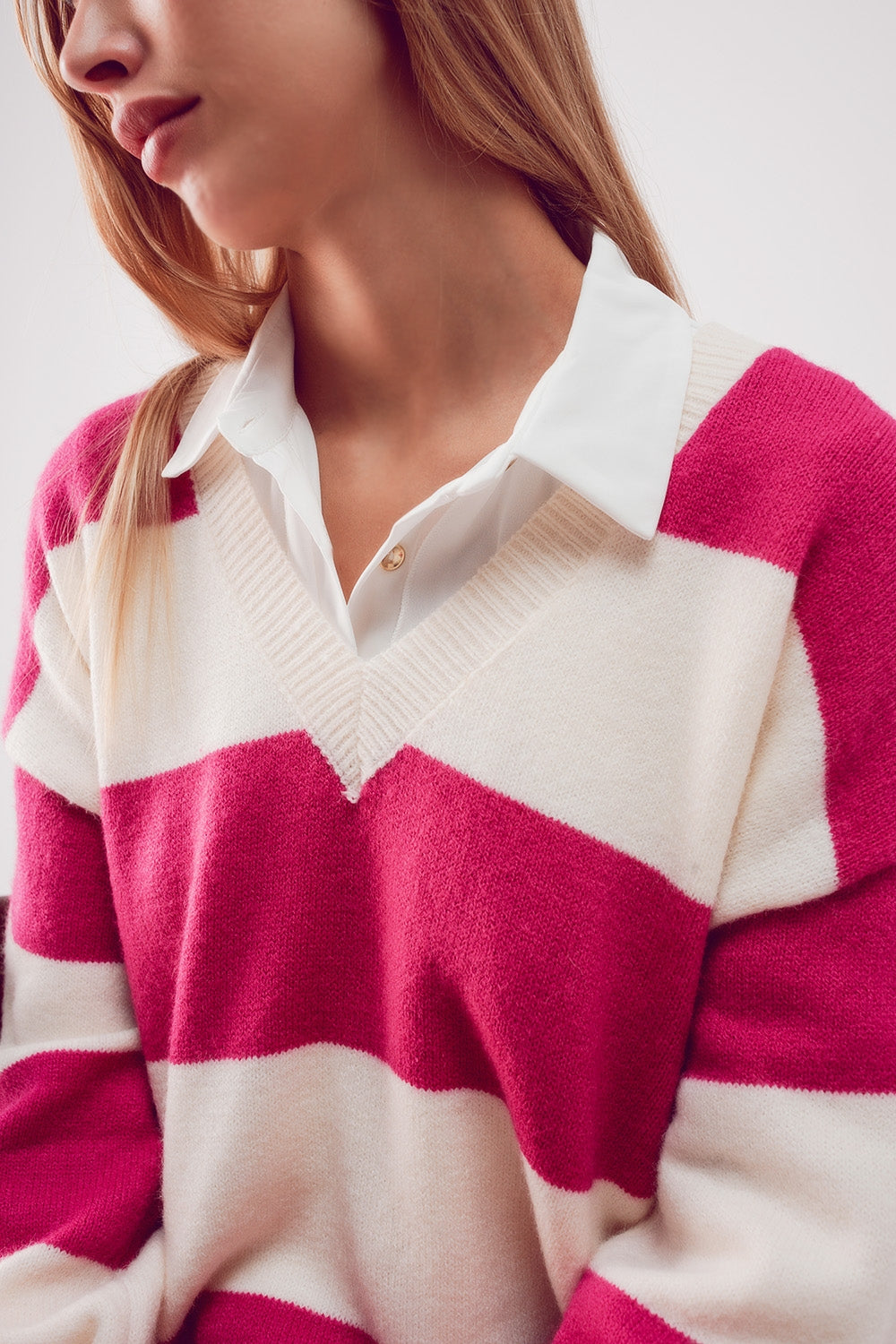 Stripe jumper dress in fuchsia - Dresses