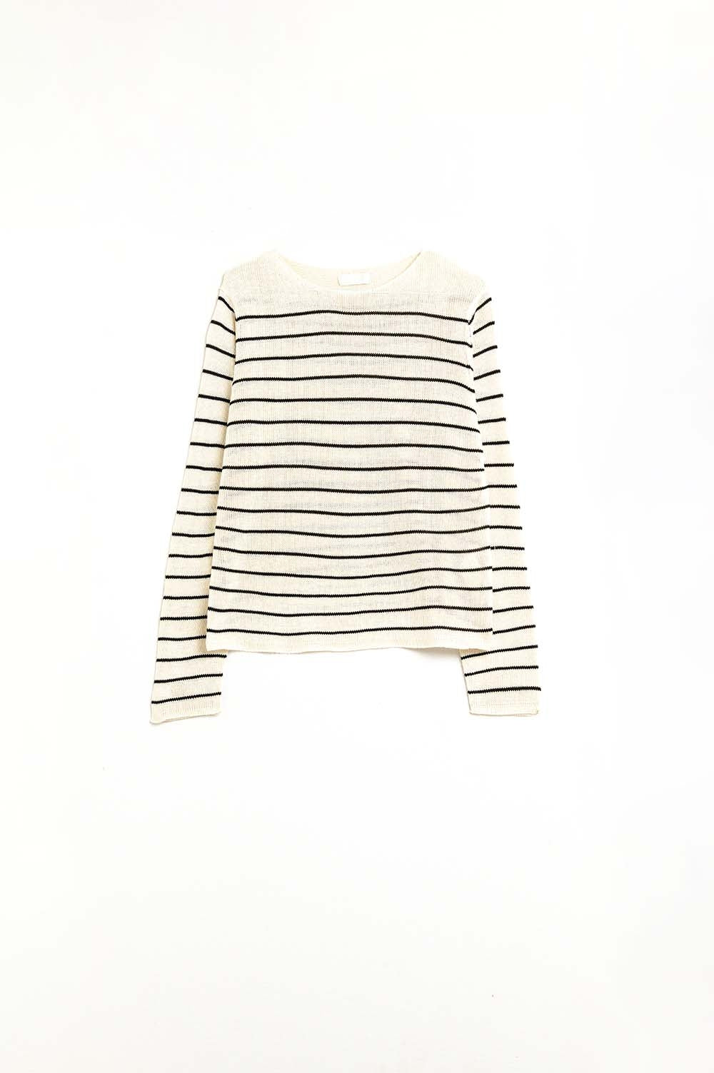 striped beige sweater made of fine knitting - Jumpers
