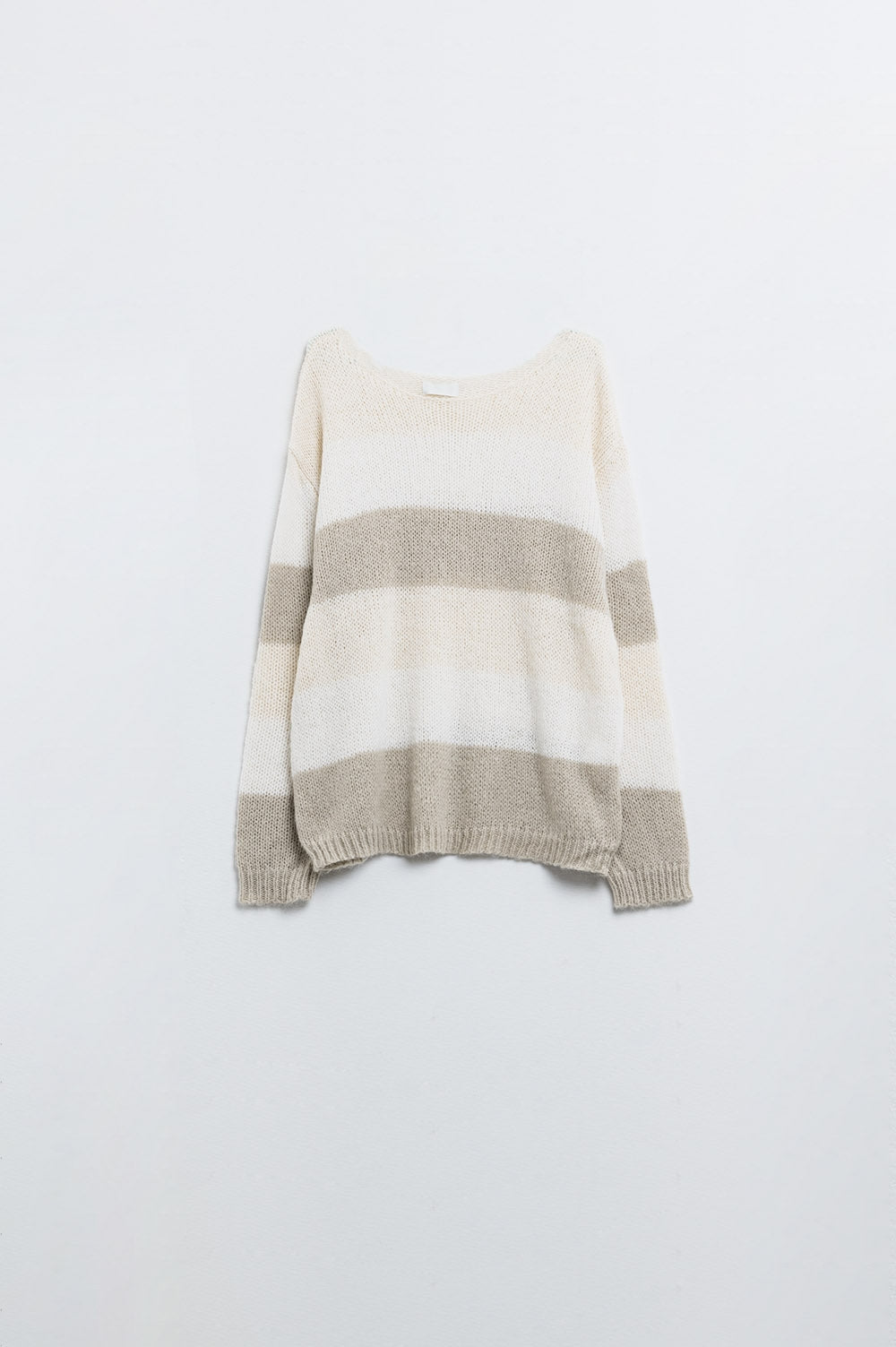 Striped boat sweater in beige - Jumpers