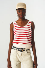 Striped cropped top in red and white