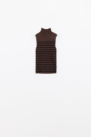 Striped high neck sweater In brown