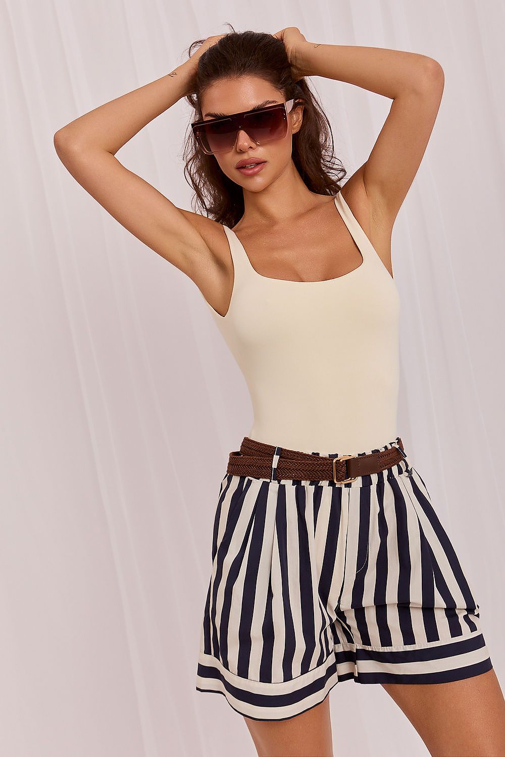 Striped Pattern Shorts for Stylish Outfits navy blue one-size-fits-all - Shorts
