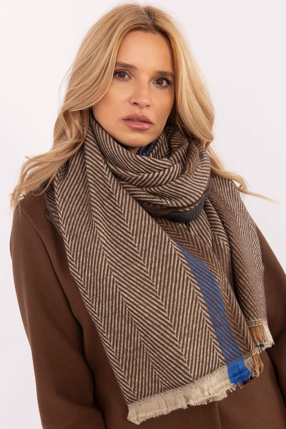 AT Striped Shawl for Women - Trendy Fashion Accessory brown one-size-fits-all -