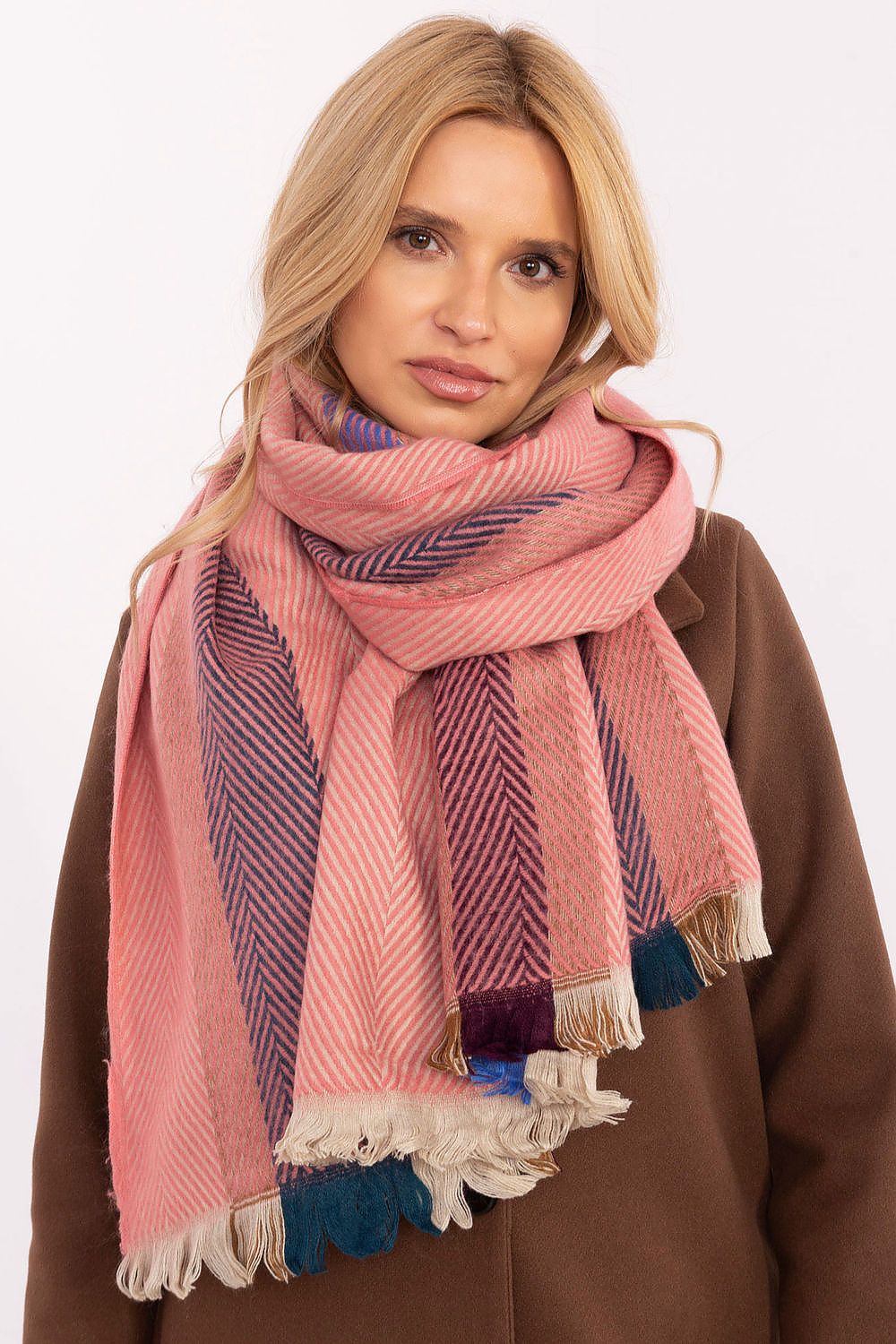 Châle rayé AT pour femme - Accessoire de mode tendance