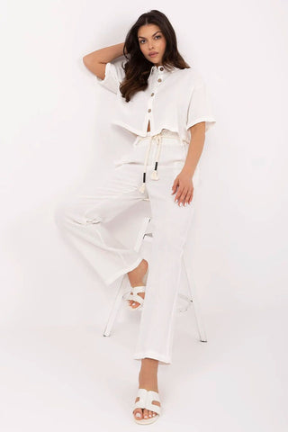 White Stylish Casual Matching Set for Women