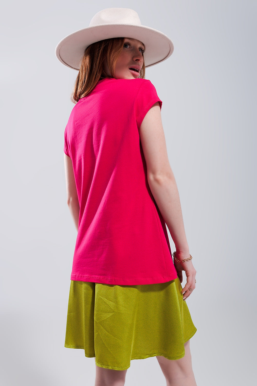 Summer vibes print t shirt in fuchsia - Tops