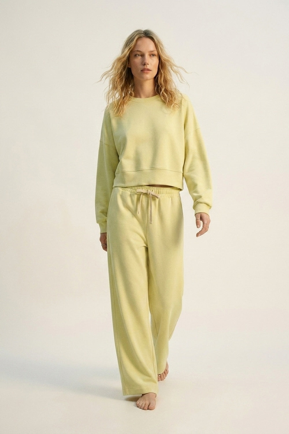 Super-Soft Knit Jogger Pants in yellow with Drawstring Waist - Pants