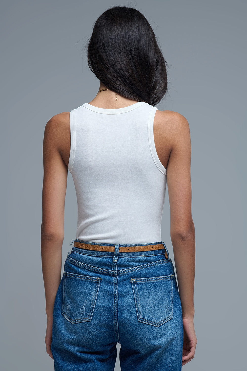 Super Soft Knitted Basic Tank in Cream - Tops