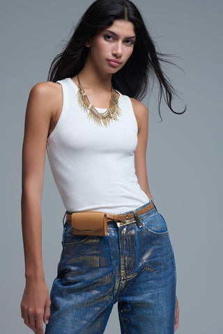 Super Soft Knitted Basic Tank in Cream