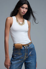 Débardeur basique en tricot ultra doux couleur crème