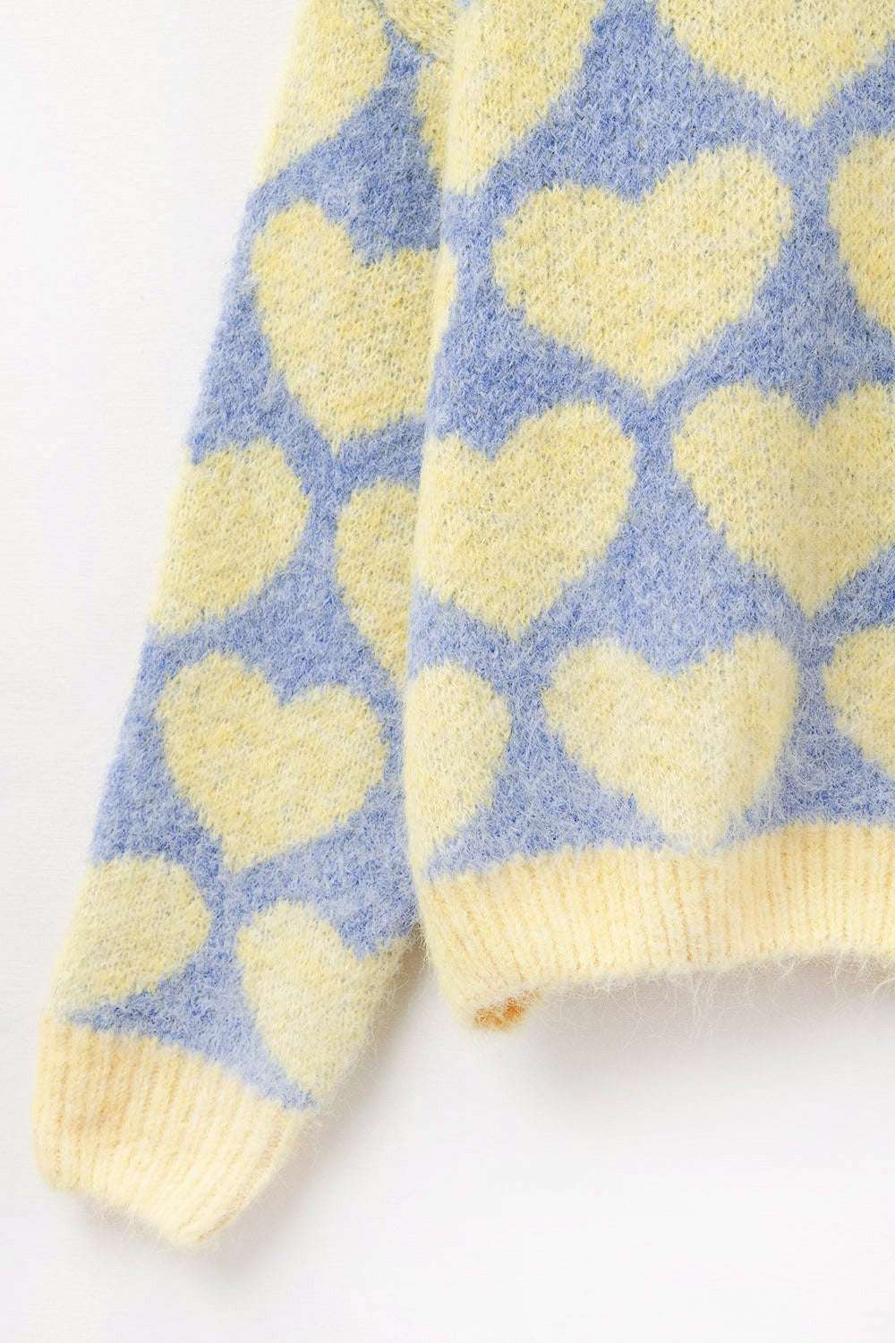 Super Soft Oversized blue Sweater With yellow Hearts - Jumpers