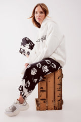 Calças elásticas super largas pretas