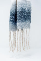 Supersoft long woven scarf with fringe in black