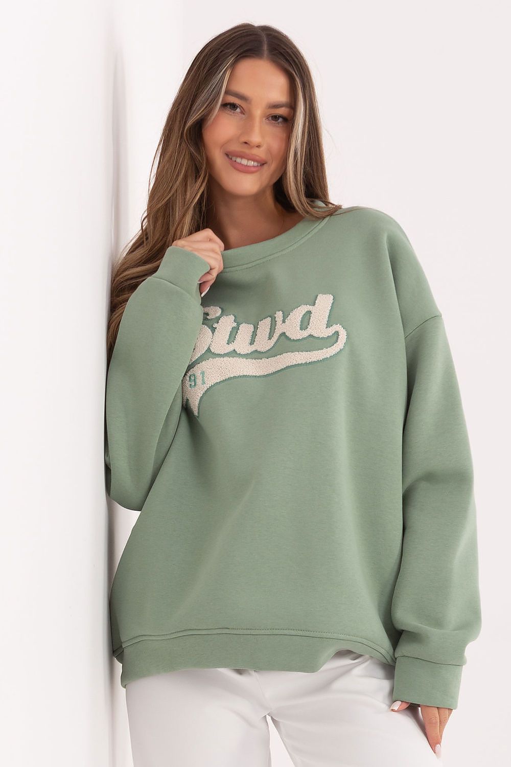 Rue Paris Trendy Brown Logo Sweater for Women green one-size-fits-all - Sweaters