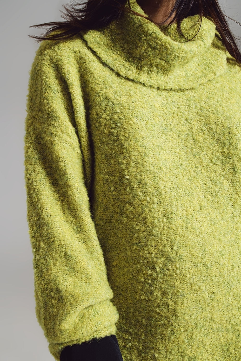 Sweater in green with a bardot neck. - Jumpers
