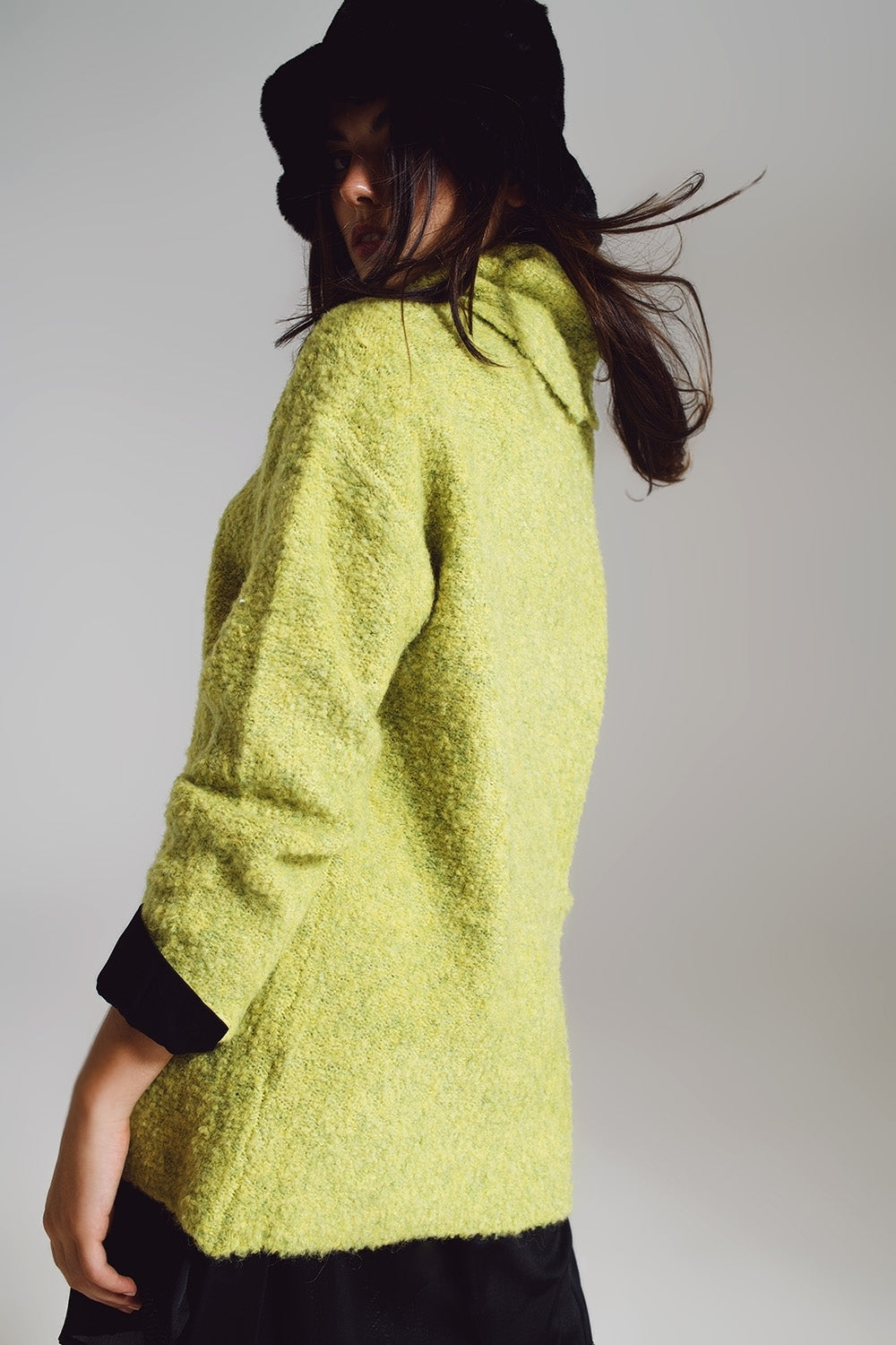 Sweater in green with a bardot neck. - Jumpers
