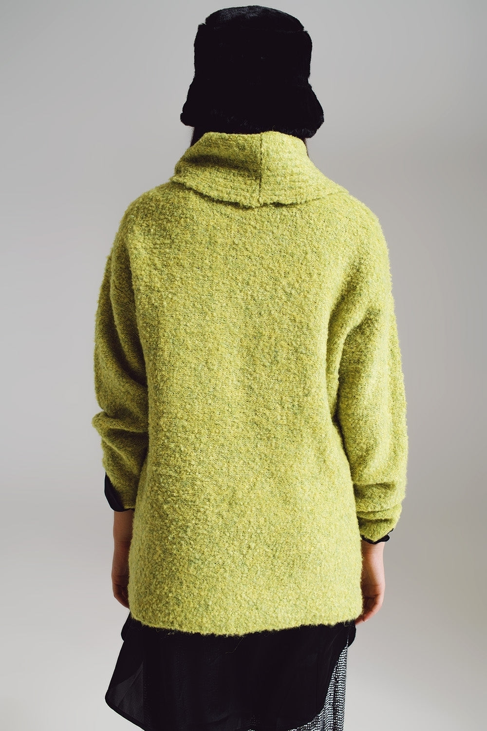 Sweater in green with a bardot neck. - Jumpers