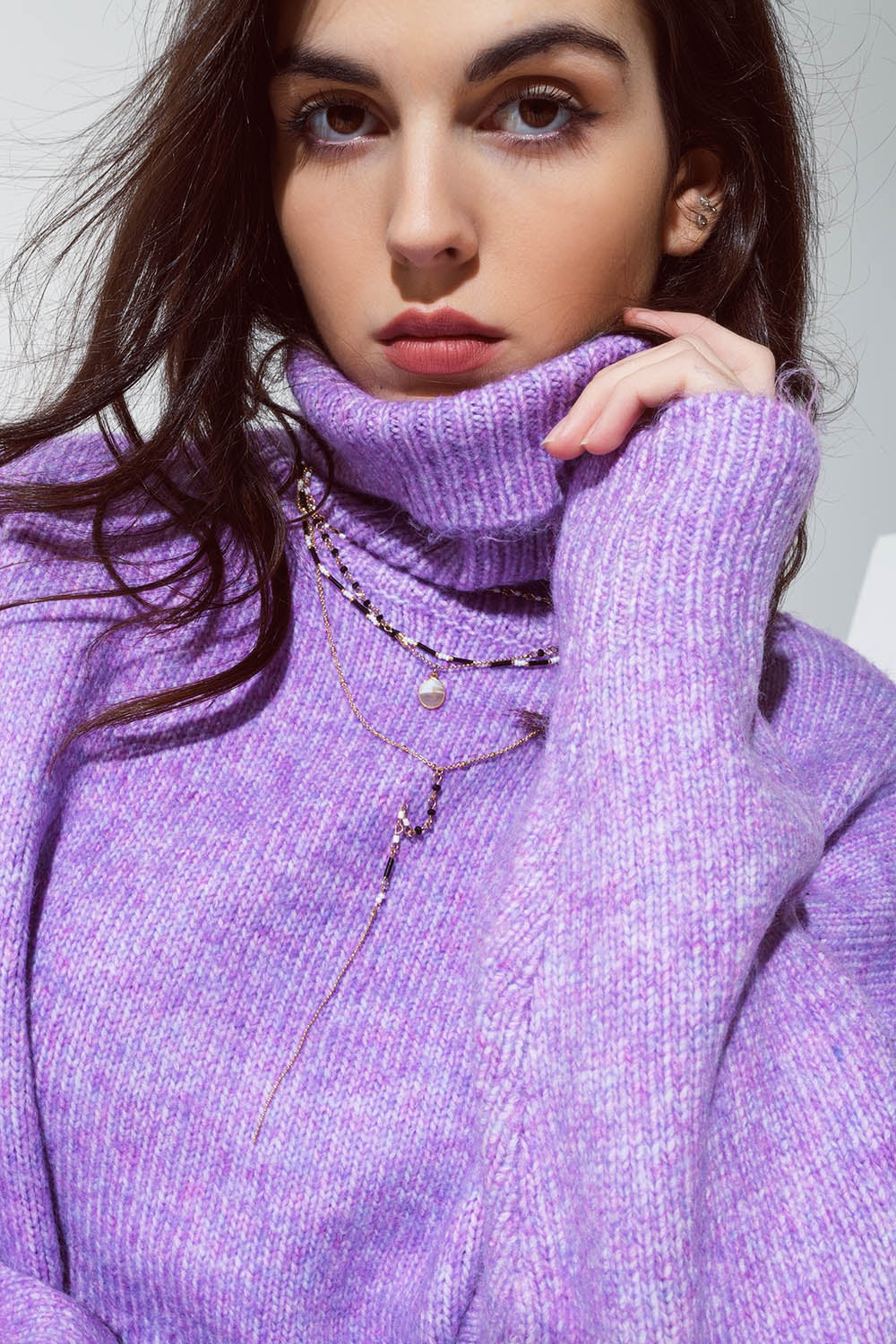 Sweater in purple with a turtleneck - Jumpers