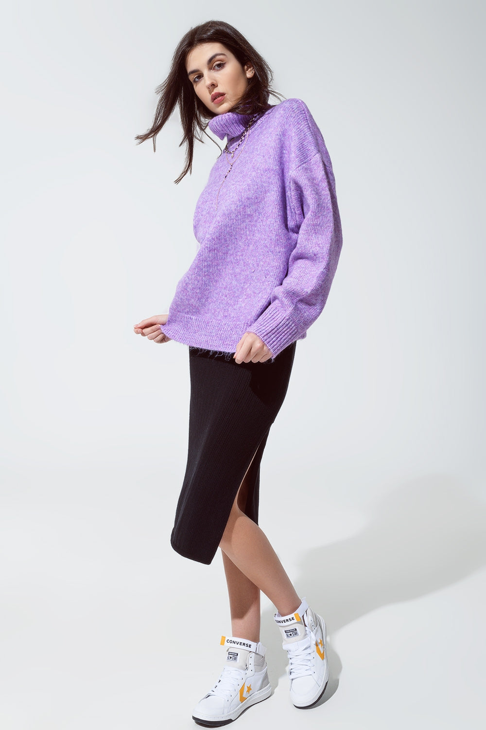 Sweater in purple with a turtleneck - Jumpers