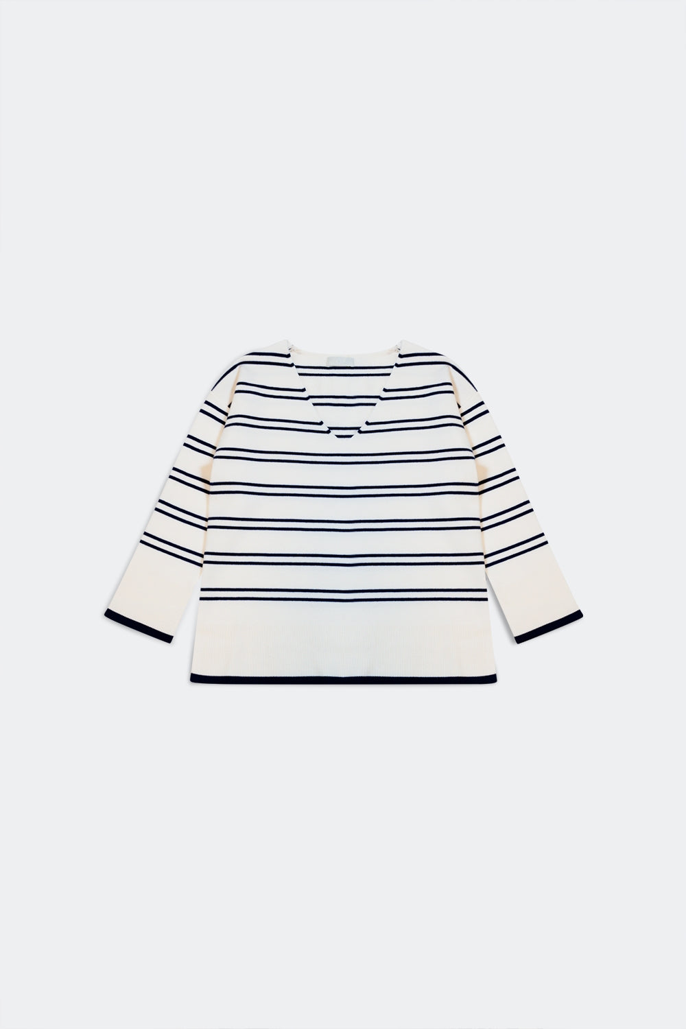 Sweater in white with navy stripe - Jumpers