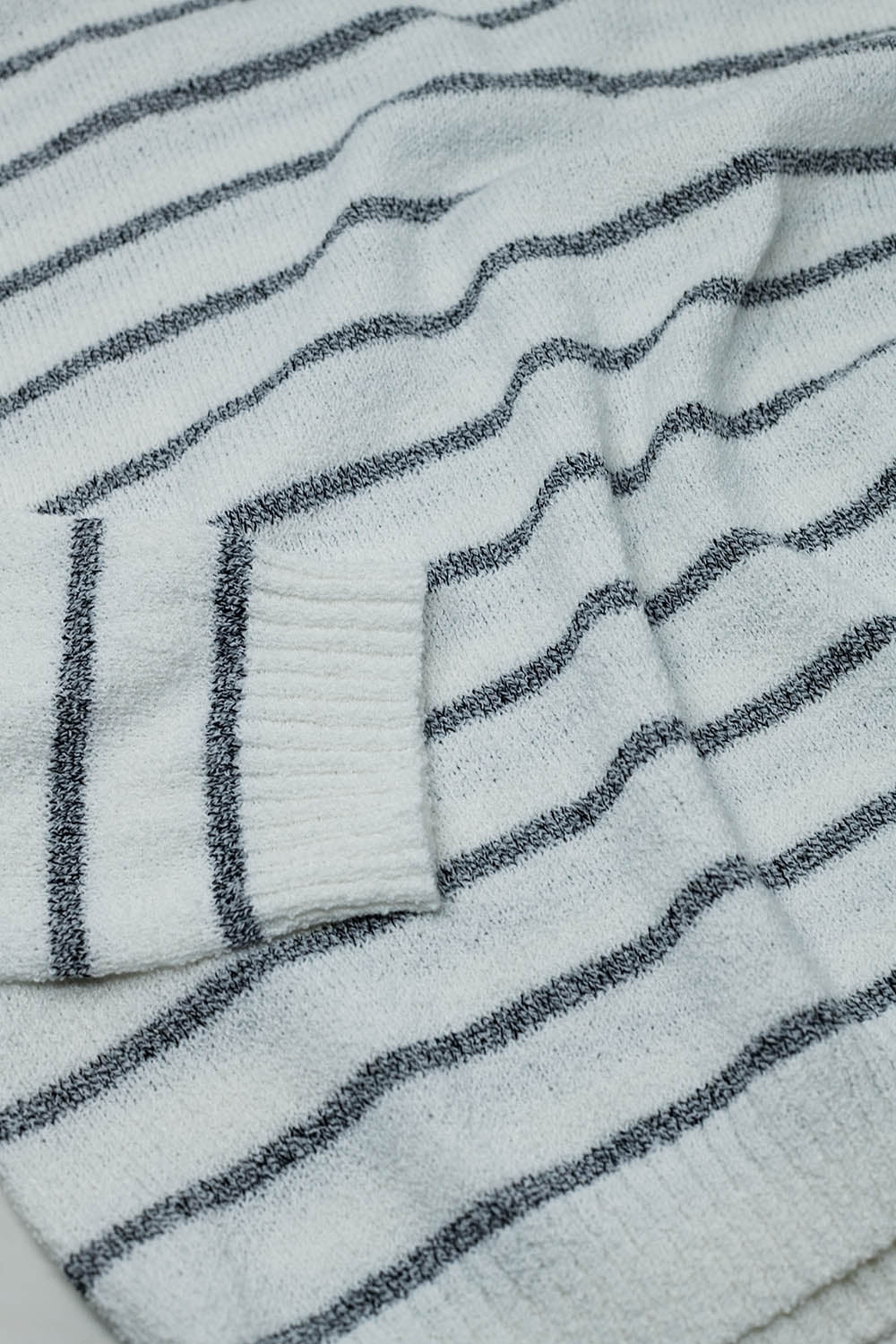 Sweater With Drop Shoulders in White with Grey Stripes - Jumpers