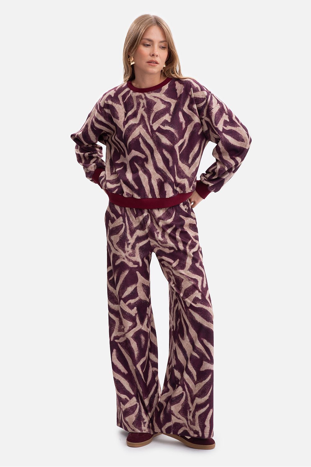 Sweatshirt brushed knit fabric with a print -