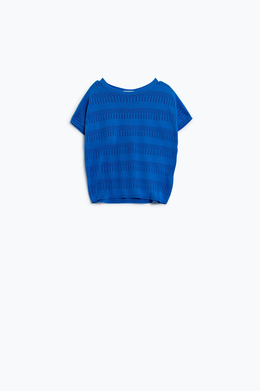 Sweatshirt In Blue With Lace Design and Short sleeves - Sweaters