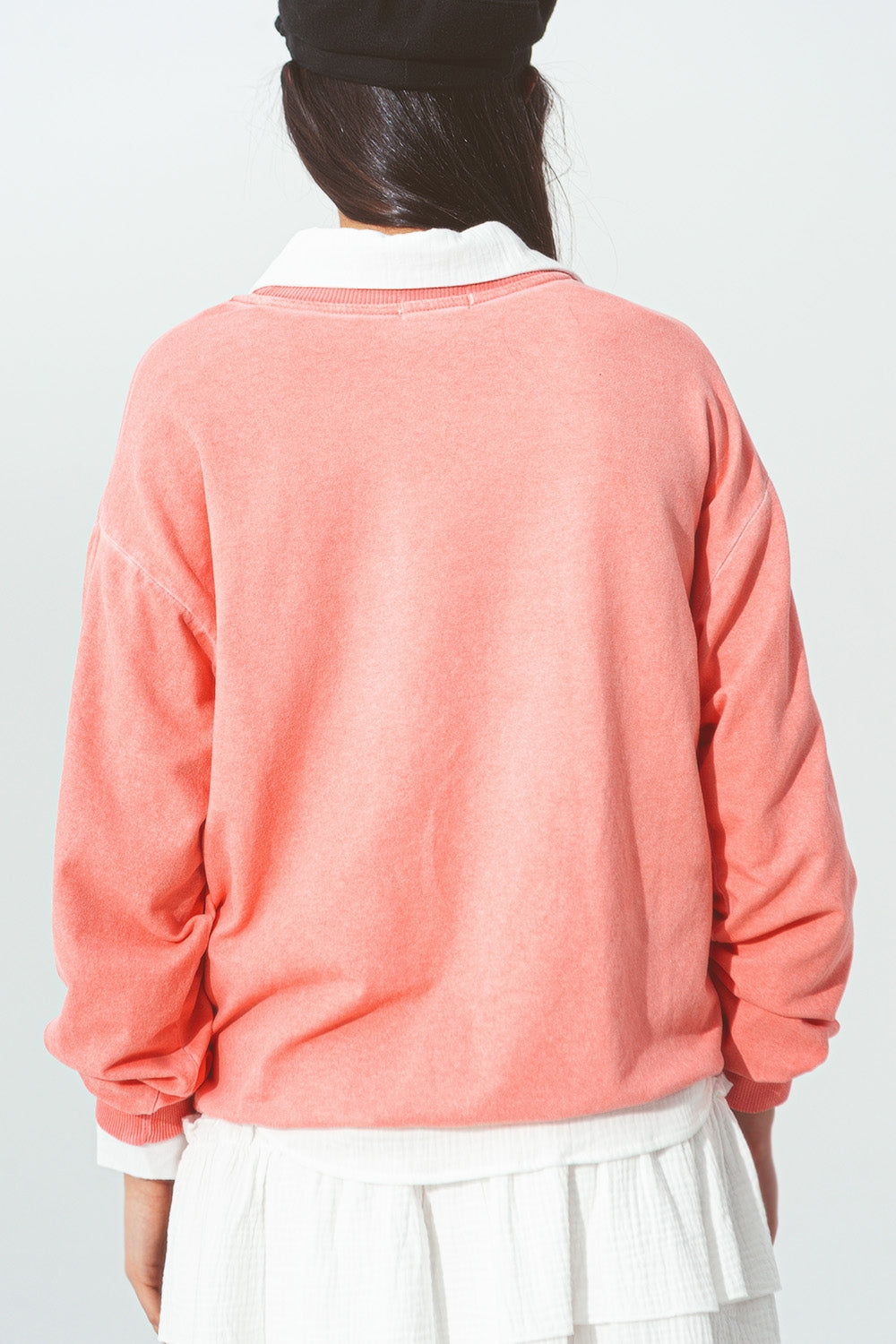 Sweatshirt with New York City text in Coral - Sweaters